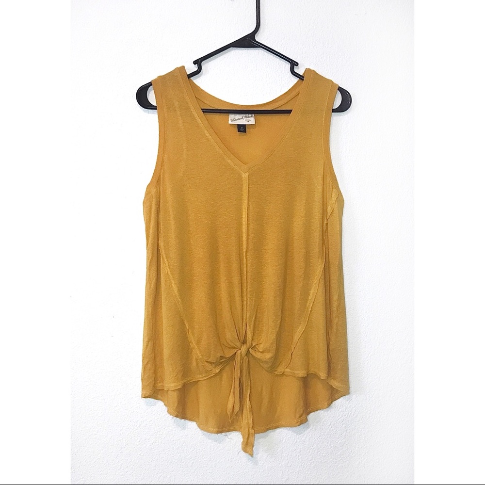 Front-Tie Knotted Mustard Tank
